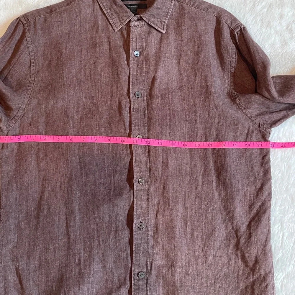 Banana Republic Mens Brown 100% Linen Standard Fit Long Sleeve Button Down M